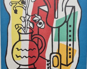 Impressão litográfica original de Fernand Léger em pôster "F. Léger, Louis Carré" (1959)