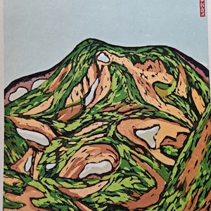 Kihachiro Shimozawa - Vintage Midcentury Japanese Woodblock Style Print - Daisetsuzan