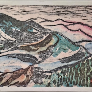 Masatoshi Mikami - Vintage Midcentury Japanese Woodblock Style Print - Mt. Zao