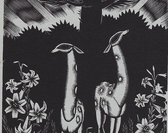 James Reid (1907-1989) Woodcut Illustration from The Song of Songs published 1931