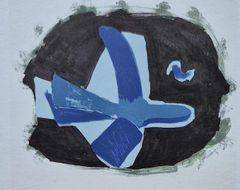 Oryginalny druk plakatu litograficznego George'a Braque'a „G. Braque-Oeuvre Graphique” (1959)