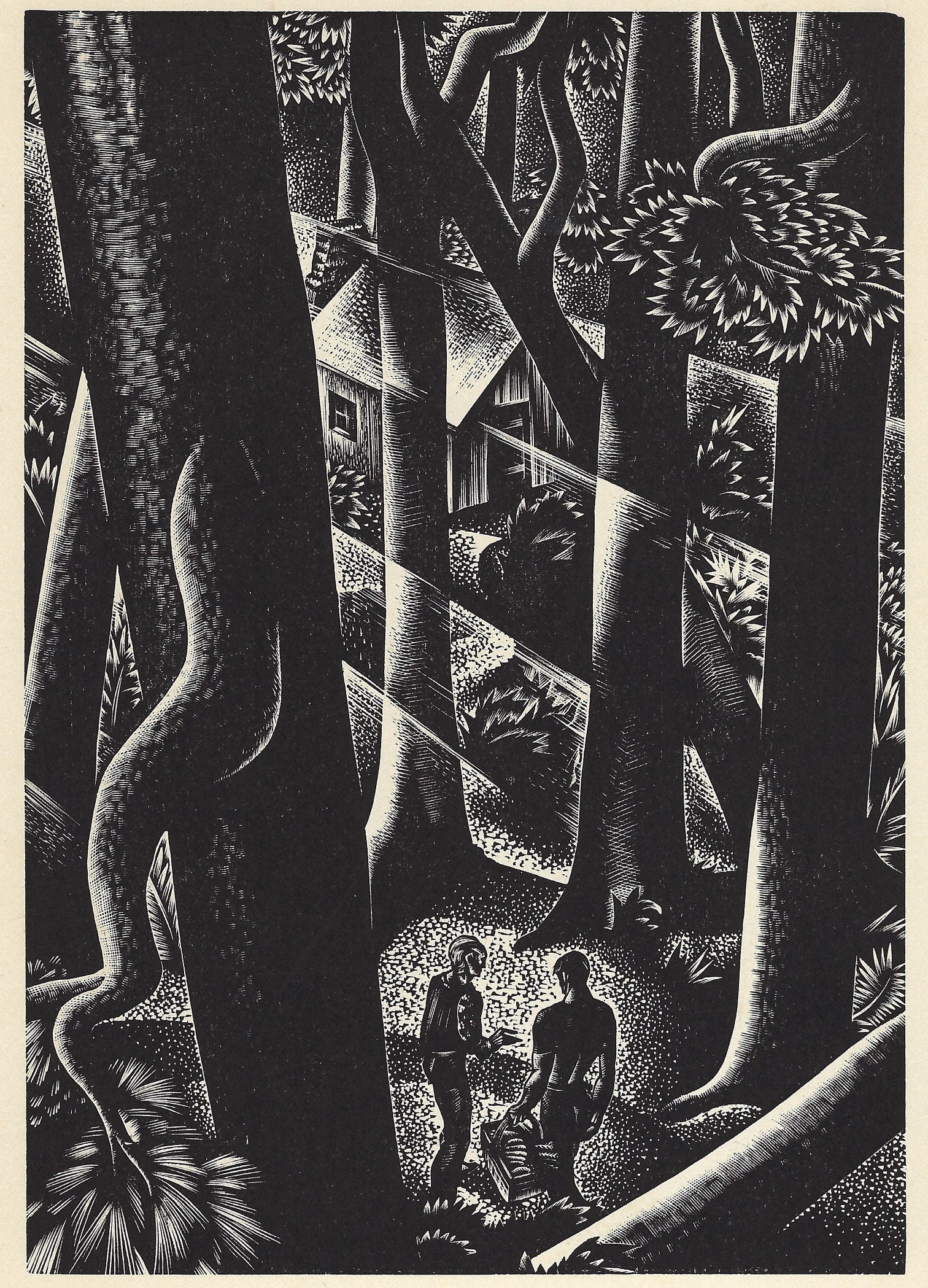 1978s Hand-drawn gridlines art 絵 ヴィンテージ J.J. Lankes Woodcuts-of Western New York sites and the