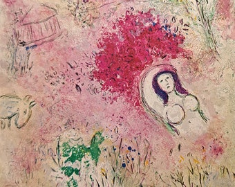 Offset-Lithographie von Marc Chagall aus Daphnis und Chloe – Titel: Chloe