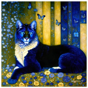 BLAUER PANTHER 2 I Design by azurora.eu I Art Nouveau I Digital print on aluminum dibond I Living room I Gift apartment I Wallart I Gustav Klimt