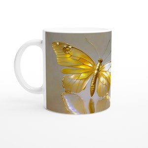 Golden Butterfly Mug| Cup with esprit | golden cup | Happy Gold Butterfly Mug | Garden cup | Homewarming gift