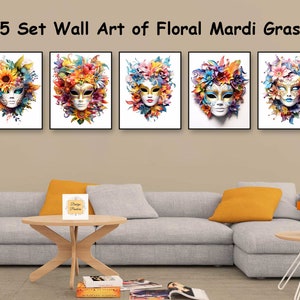 Vibrant Mardi Gras Carnival Poster | New Orleans Inspired Wall Art | Floral Vibe Digital Print | Anime Style