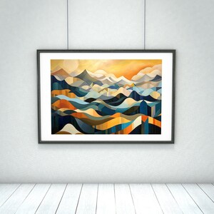 Sunny Golden Bridge | Abstract Mountain scape Wall Art | Elevate Home Decoration