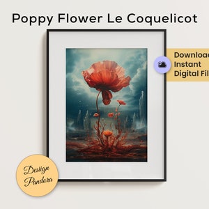 Blooming Elegance | Poppy Flower Le Coquelicot Wall Art for a Touch of Natural Beauty & Meaningful Remembrance