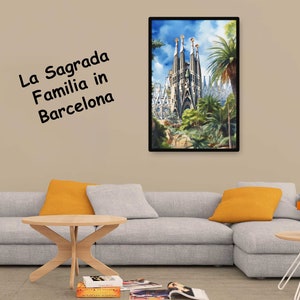 Akwarela druk cyfrowy La Sagrada Familia