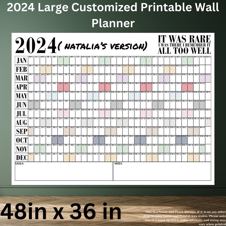 Customized 2024 Large Wall Calendar, 2024 Taylor Eras Tour Calendar