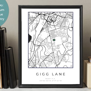 Bury F.C. Stadium Map Print - Gigg Lane. Football Christmas & Birthday Gift Idea's