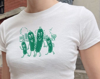 Vintage Pickle Graphic Baby Tee, Comfort Colors Retro Shirt