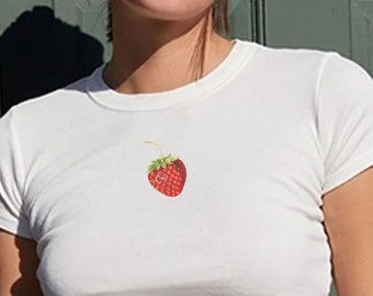 Retro Strawberry Baby Tee, 90s Style Comfort Colors Tshirt