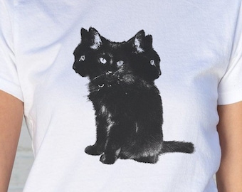Spooky Three-Headed Cat Baby Tee, Halloween Goth Y2K Style