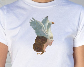 Camiseta de bebé con ilustración de cisne, colores cómodos Y2K