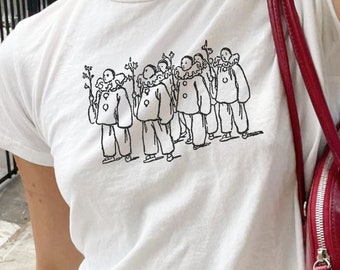 Harlequin Jester Graphic Baby Tee, Y2K Indie Style
