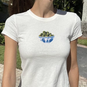 Olives Baby Tee, Coquette Baby Tee, Vintage Graphic Top, Pinterest Aesthetic, 90s Tshirt, Y2K, Retro Graphic, Foodie Baby Tee, Cottagecore
