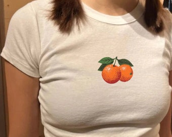 Retro Orange Graphic Baby Tee, 90s Style