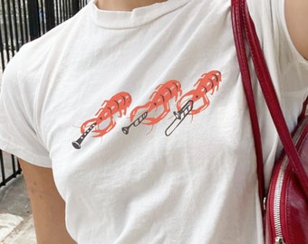 Camiseta vintage para bebé con cangrejo de río, camiseta para bebé coqueta, top gráfico retro, estética de Pinterest, camiseta de los años 90, Y2K, ilustración de bar, cóctel de mariscos
