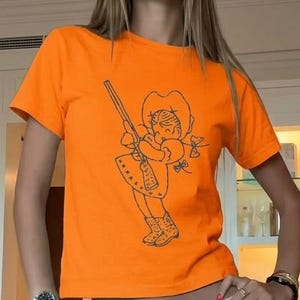 Camiseta infantil Retro Western Cutie, camiseta estampada de verano, algodón imagen 1