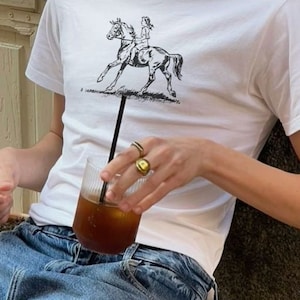 Horse Baby Tee, Retro Cowgirl baby tee, Pinterest Aesthetic, Retro Graphic Shirt, y2k Baby Tee, Womens Baby Tee, Vintage Lucky Tee