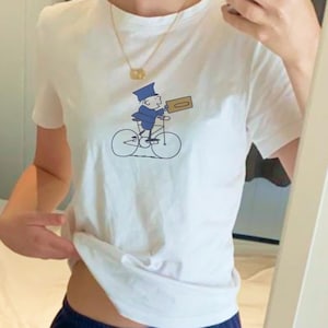 Camiseta retro de cartero para bebé, linda camiseta con dibujos animados vintage, camiseta nostálgica de los 90, camiseta con dibujos animados de bicicletas, camiseta con dibujos de los 90, camiseta con dibujos de los 80 para bebé