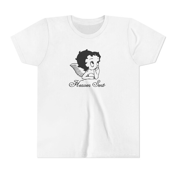 Angelic Betty Baby Tee - Manifesting Shirt, Gratitude Top, Retro Graphic, Vintage Baby Tee, Cottagecore Coquette Shirt, y2k Baby tee Cartoon