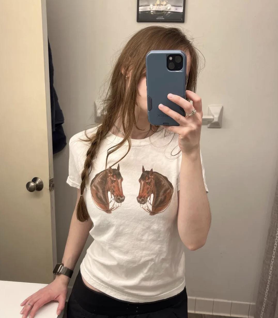 Vintage Horse Baby Tee, Brown baby tee, Pinterest Aesthetic, Retro Graphic Shirt, Cowgirl tshirt, Womens Baby Tee, Equestrian Barn