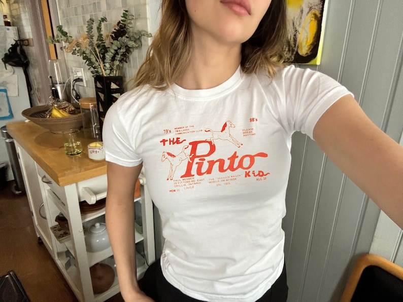 vintage typeface, vintage type tee, retro type tee, graphic baby tee, retro graphic, vintage graphic, faded baby tee, coquette, indie, horses baby tee, retro lounge baby tee