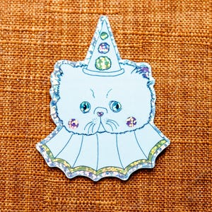Cat Clown Sticker - Glitter