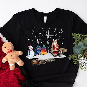 Merry Christmas Tee, Christmas Shirt for Woman, Christmas Gift, Trendy Christmas, Holiday Winter, Christmas Lover,Funny Santa, Faith (Ta)