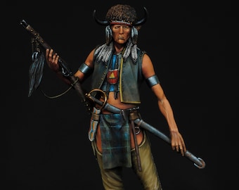 Indio nativo americano Cheyenne / Escala de 120 mm Miniatura / Pintado a mano / Coleccionable