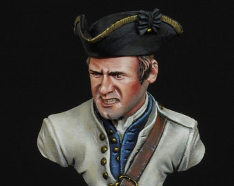 Soldado de Infantería Francés, Guerra de Independencia Americana 1776 / Busto escala 1/12 / Pintado a mano / Miniatura