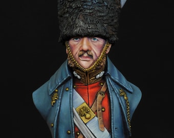 Oficial de la Guardia de Granaderos Crimea 1854 / Busto de escala 1/12 / Pintado a mano / Miniatura / hecho en el Reino Unido