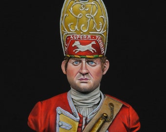 Granadero, 9º Regimiento de Infantería 1751 / Escala 1/12 Busto pintado a mano / Miniatura / Coleccionable