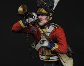 Trumpeter 2nd Royal North British Dragons (Scots Greys) Waterloo 1815 / miniatura / busto / pintado a mano / hecho a mano