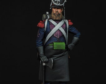 Zapador francés 1808 / Escala de 54 mm Miniatura / Pintado a mano / Coleccionable