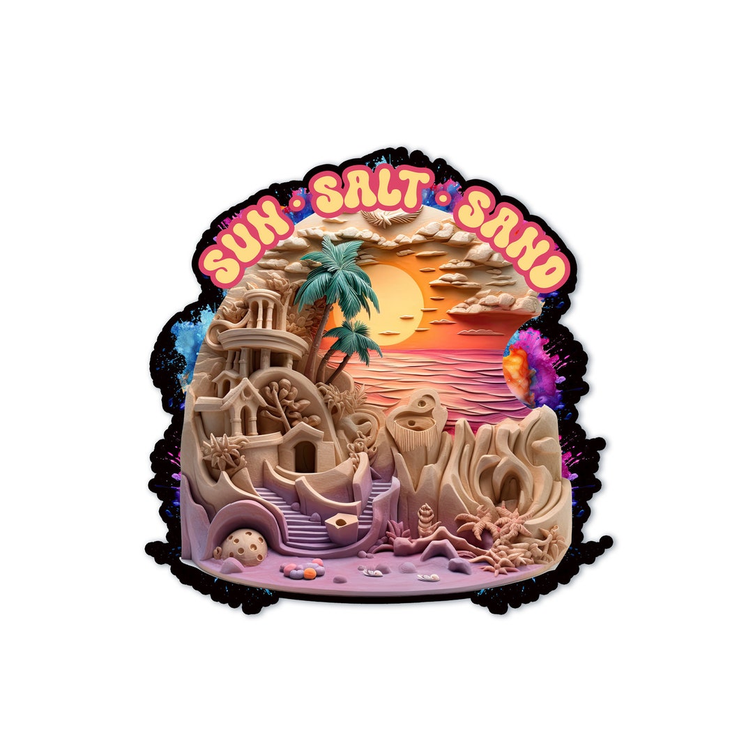 Sun Salt Sand 1 // Waterproof Vinyl Sticker 10cm - Summer, Laptop ...