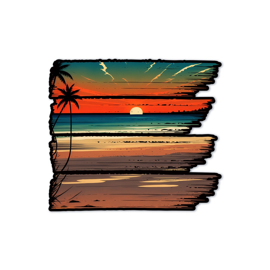 Sticker Sunset Sunset 2 // Waterproof Vinyl Sticker 10cm - Summer, Laptop Sticker ...