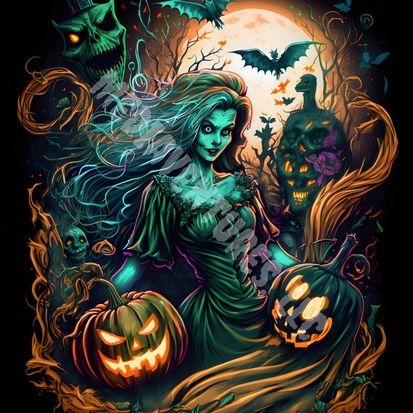 Spooky Scary Halloween Witch and Pumpkin Clip Art Set - Perfect as a poster, DIY Crafts & Invitations! 3840x4806 300 dpi - Personal Use only