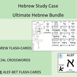 Leer Hebreeuws Studiekoffer | Hebreeuwse flashcards en kruiswoordraadsels | Ultieme Hebreeuwse bundel | Digitaal afdrukbaar Hebreeuws | Alef-Bet | Speciaal voor kinderen
