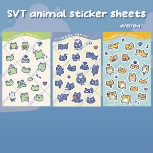 Seventeen Animal Sticker sheets | SVT The8 Minghao Frog Wonwoo Cat Hoshi Tiger Dino Otter