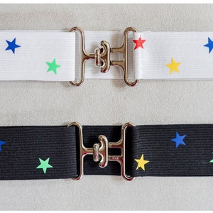 Equestrian belt, 1.5 inch elastic equestrian belt, Adjustable horse show belt with stars, Surcingle buckle, Equestrian gift