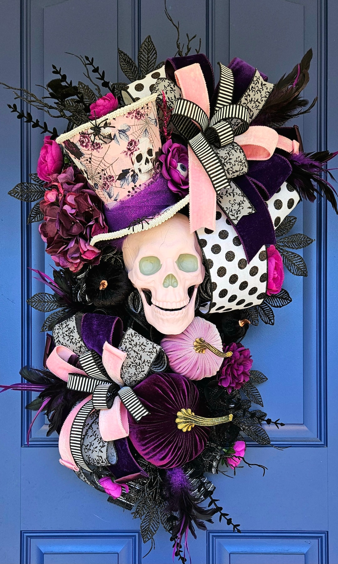 Skeleton Top Hat Wreath, Steampunk Skeleton Swag, Skull Top Hat ...