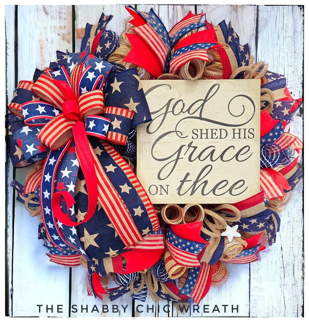 Patriotic Wreath for Your Front Door, Greenery Wreath, 4th of July ...
