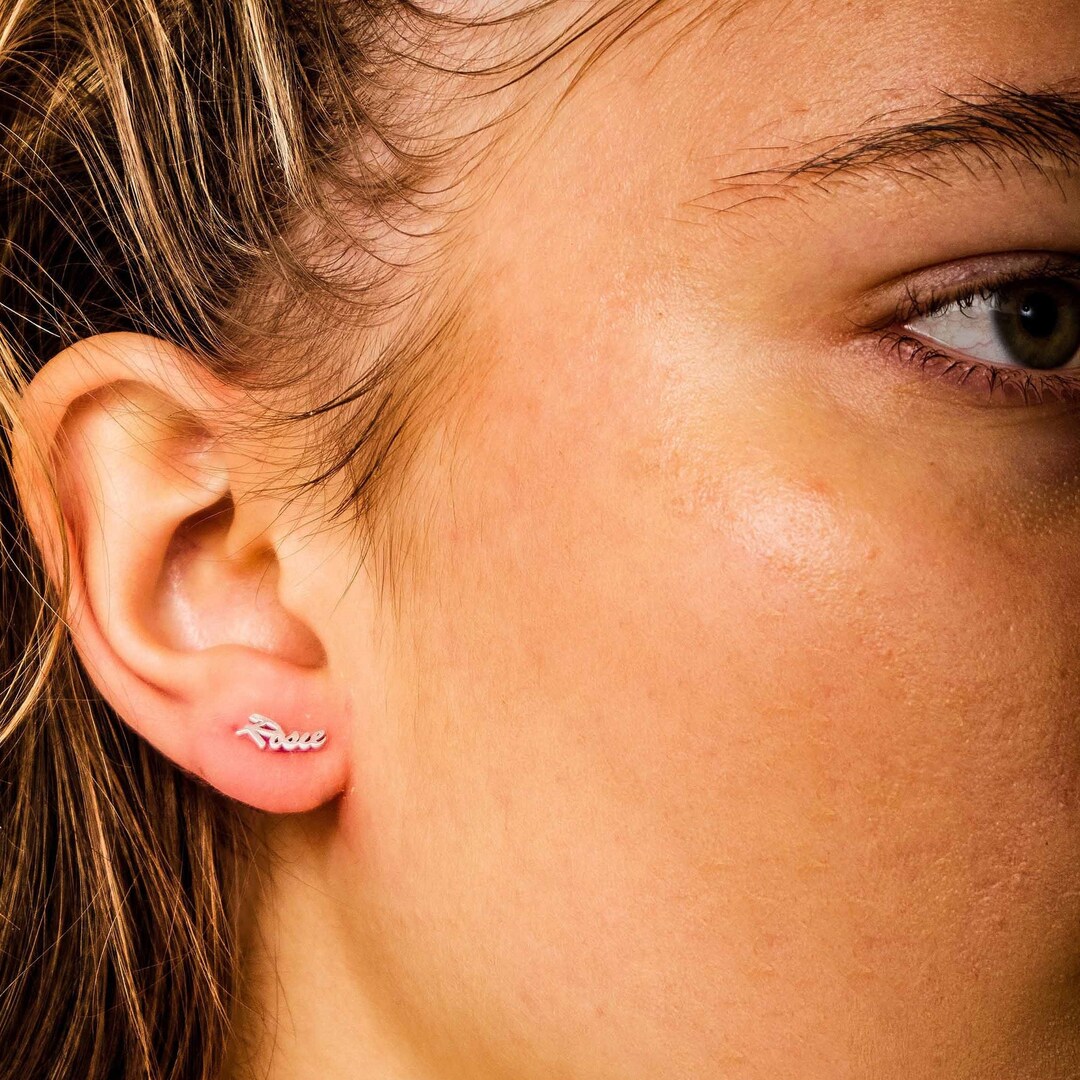 Custom Name Earrings and Dainty Alphabet Gold Stud Earrings, Delicate