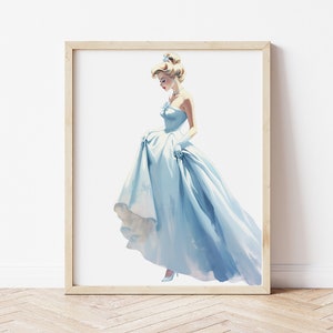 Cinderella Vintage Illustration Print | Fairytale Wall Art | Aesthetic Digital Art  ~ INSTANT DOWNLOAD
