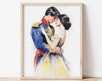 Snow White "Happily Ever After" Fairytale Art | Vintage-Style Illustration | Romantic, Wedding Gift ~ Digital Art ~ INSTANT DOWNLOAD