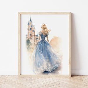 Cinderella at the Castle Before Ball | Vintage-Style Illustration Print | Fairytale Wall Art  ~ INSTANT DOWNLOAD