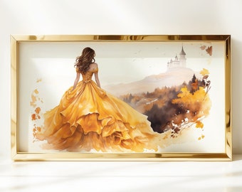 Belle Frame TV Art | Princess & Fairytale Castle Illustration (Digital  Download)